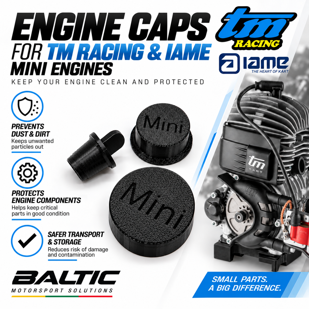 Go Kart Mini Group 3 Engine Caps Set – Exhaust, Intake & Spark Plug Hole Covers